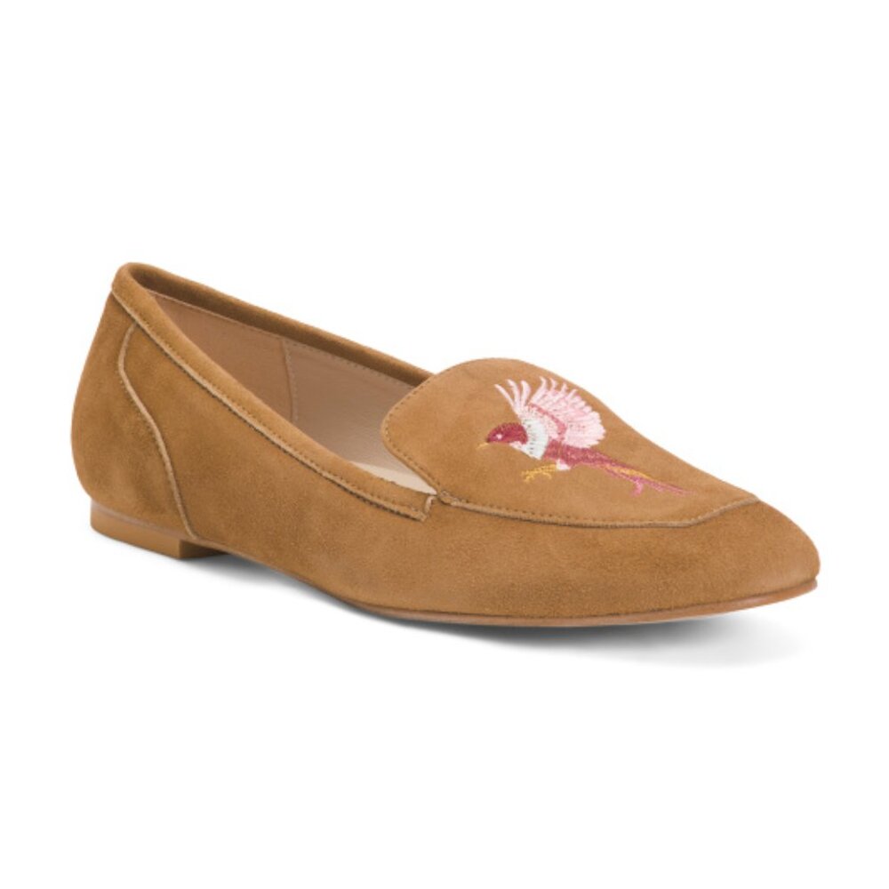 MARIAN Made In Spain Suede Loafers With Bird Motif